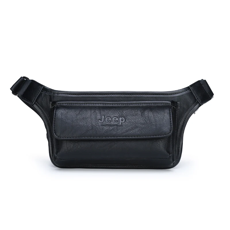 JEEPBULUO Sling Bag for Belt Leather Hip Bag Chest Men Waist Bag Pack Casual Functional Money Phone Belt Bag Male unisex
