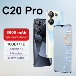 Original C20 Pro Gaming Phone 6.8'' HD+ Android 13 16GB+1TB 8000mAh Face unlock Fingerprint unlocking Global Edition 5G