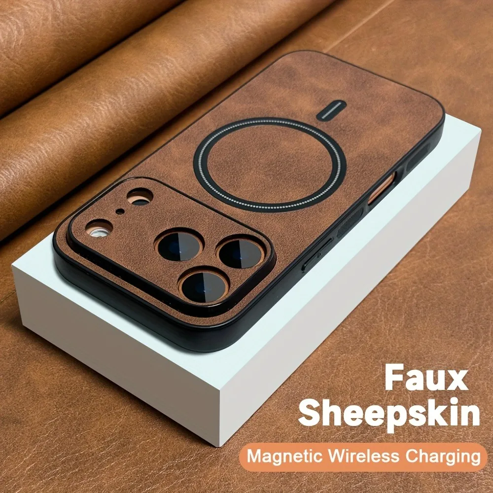 Für MagSafe PU-Leder Handyhüllen für iPhone 17 16 Pro Max Magnetische Kabellose Ladehülle für iPhone 15 14 13 17 Pro Max Case