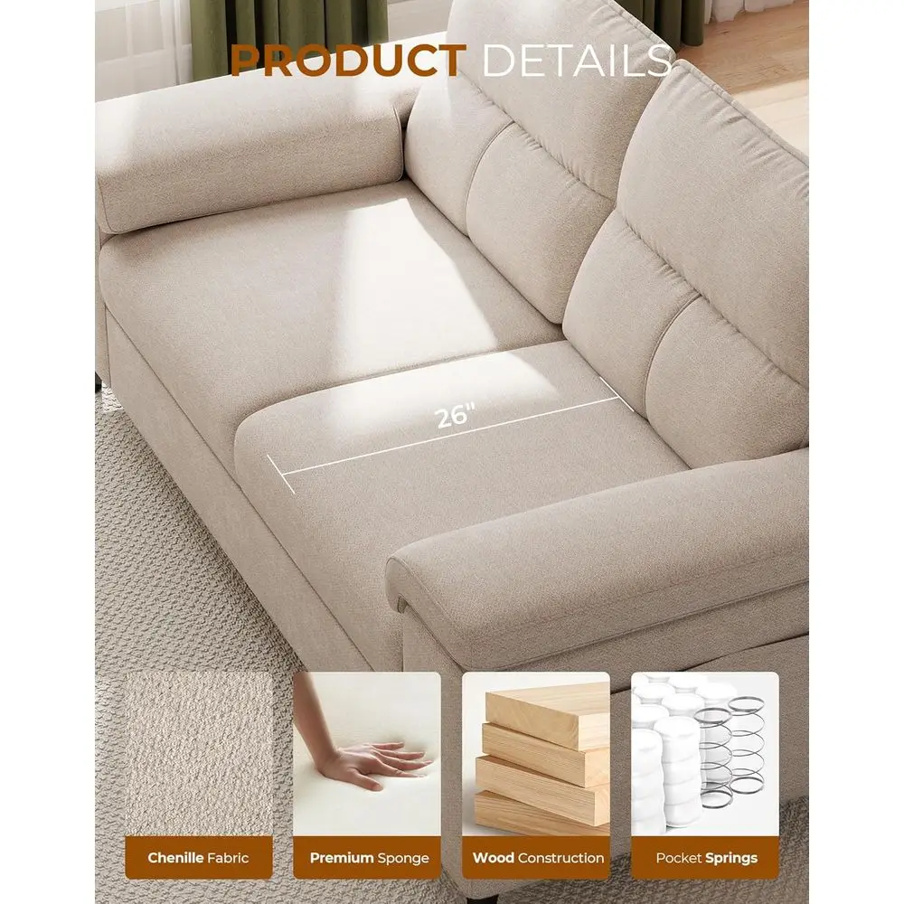 89 أريكة غرفة معيشة ذات جالين عميقًا مع 8 وسائد، ومقعدين من الشنيل مع مسند ذراع قابل للتحويل، وغطاء قابل للإزالة، وأرجل عالية #4