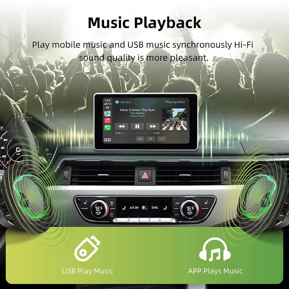 صندوق فك ترقية شاشة OEM لأودي A4، A5، Q5 2008-2018 MMI 3G مع مجموعة CarPlay وAndroid Auto Retrofit Kit