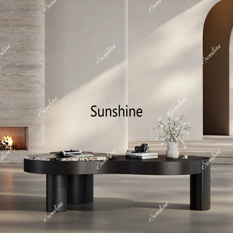 

Italian minimalist luxury stone special-shaped coffee table living room irregular high-end tea tableTJ