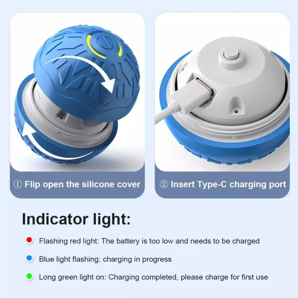 Fun LED Teasing Dog Ball Bite Resistant Boredom Relief Artifact Cat Interactive Toy Ball Automatic Rolling Ball Toys for Dog&Cat