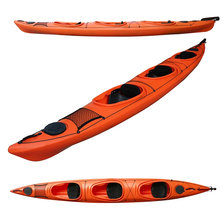 

2022 5.8m Plastic Sit-In Fishing Kayak with 400kg Loading Capacity HDPE Hull for Sea Kayaking for Rivers and Trips of 3 People