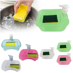 Dispensador de jabón líquido 2 en 1 con cepillo para lavar platos, dispensador de jabón de manos automático y soporte para depurador con esponja