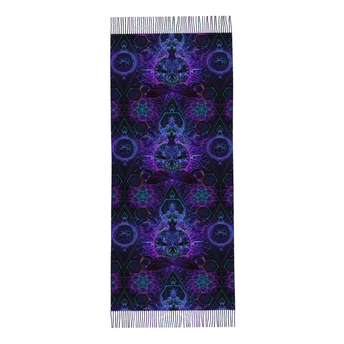 India Mandala Zen Buddha Scarf Women Warm Winter Pashmina Shawls and Wrap Mandala Psychedelic Large Shawl Scarf for Daily Wear