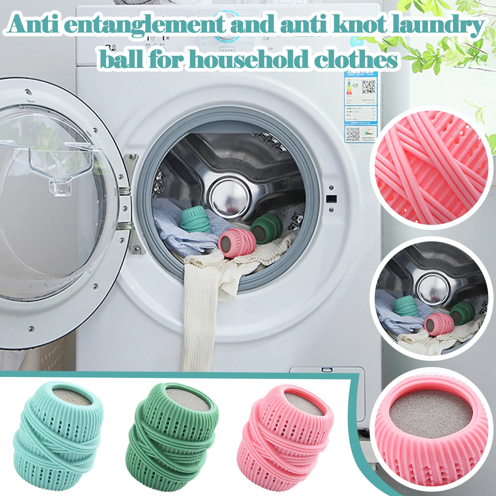 Laundry Cleaning Ball Sponge Liquid-adding Decontamination TPE Clothes Cleaner Anti-winding Washing Capsules Machine Hair Remove