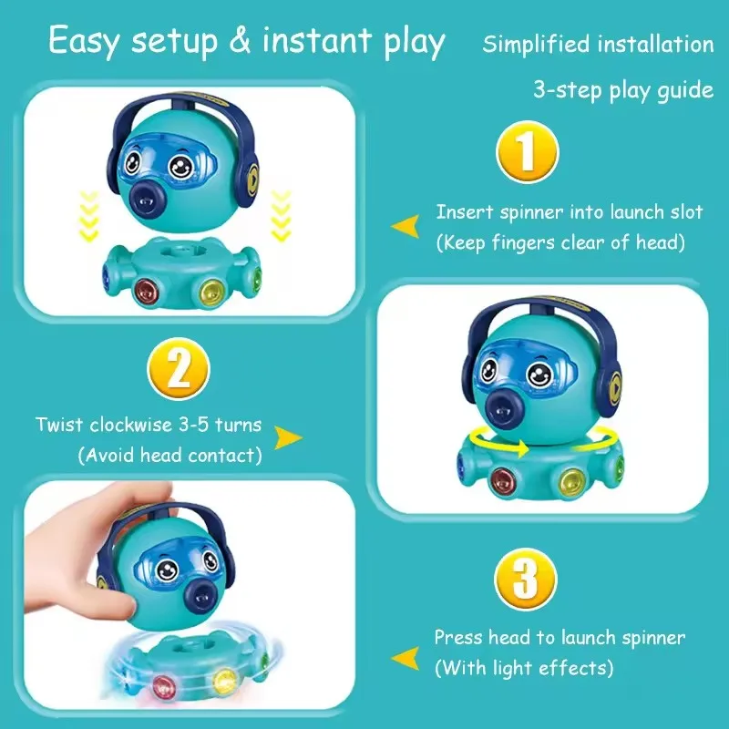 Brinquedo giratório brilhante do polvo dos desenhos animados, brinquedo interativo educacional da luz do polvo dos desenhos animados para crianças