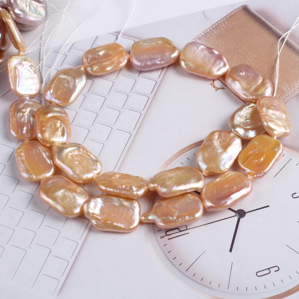 Natural Pearl Rectangular Beads Exquisite Shape Elegant Appearance for DIY Jewelry Making Handmade Bracelet Necklace Length 36cm