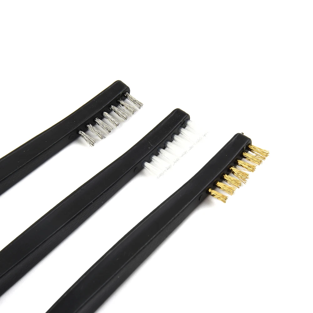 Double Head Wire Brush Set Steel Brass Nylon Cleaning Polishing Metal Rust Multipurpose Car Detailing Cleaning Tool Accessories