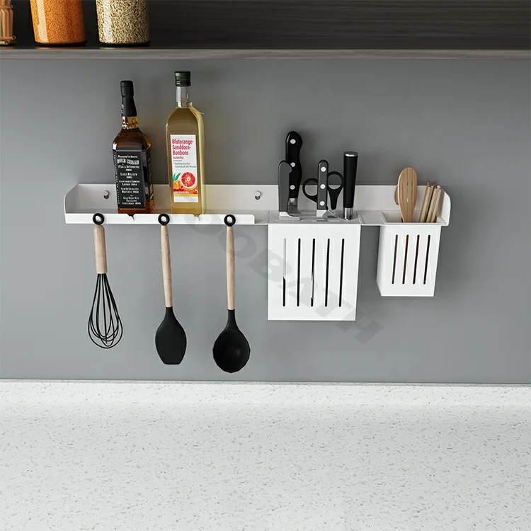 Kitchen Rack Wholesale Wall Mounted Kitchen Knife Organizer Shelf Price Chopstick Storage Holders Kitchen Racks