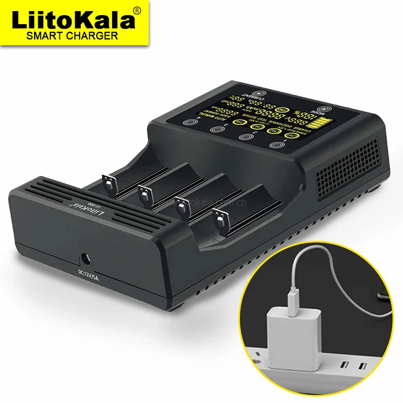 充電器LiitoKala-Lii-600 Vおよびnimh,3.7v,1.2,18650, 26650,aa,aaa,12v5aに適しています