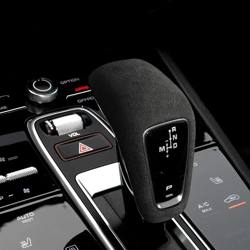 الكانتارا سيارة الداخلية والعتاد شيفتر المقبض غطاء نقل مقبض رافعة تحول الكسوة لبورشه كايين 2018-2023