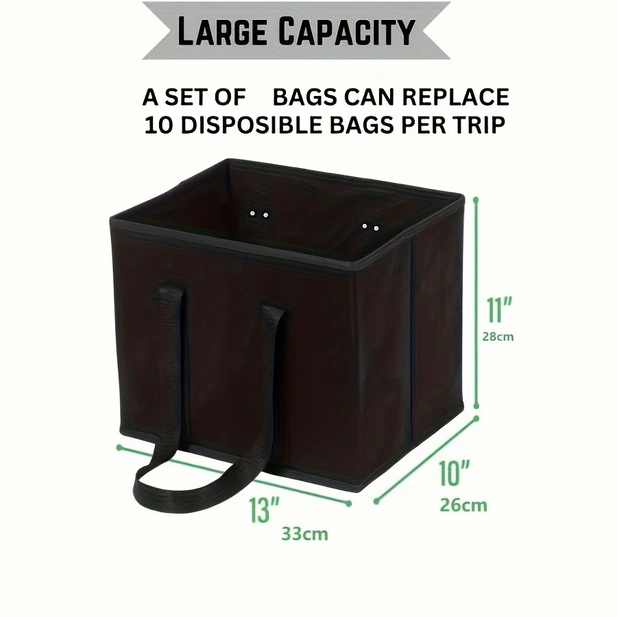 Deluxe Collapsible Reusable Shopping Box Grocery Bag Set with Reinforced Bottom Storage Boxes Bins Cubes