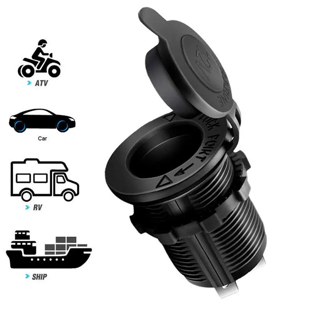 Tomada de isqueiro de carro 12V-24V plugue à prova d'água, iate marinho, motocicleta, caminhão RV ATV adaptador de tomada de energia