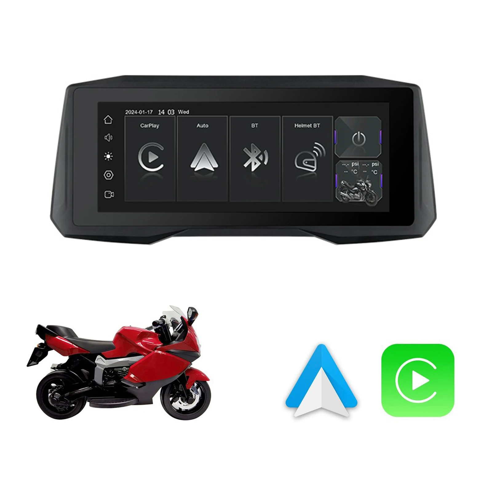 7 Inch Motorcycle Navigation Waterproof 800nit Portable Moto Screen Support Wireless CarPlay Android Auto Airplay Autolink