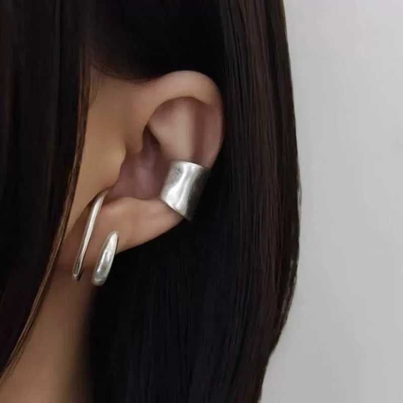 Vintage Fake Piercing Earcuff Double Circle Ear Cuff, Unique Accessory