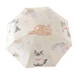 3-Ribs Cartoon Cat Umbrella Automatic Lightweight Cat Sun Protection Umbrella UV Protection Waterproof Folding Sun Umbrella