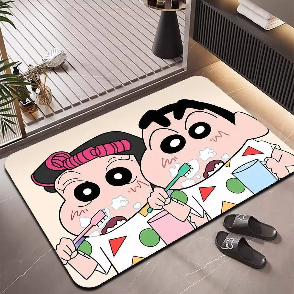 Crayon Shin-Chan Cartoon Diatomaceous Earth Bath Mat Super Absorbent Non Slip Door Mat For Bathroom Toilet Entryway Home Use - view 2