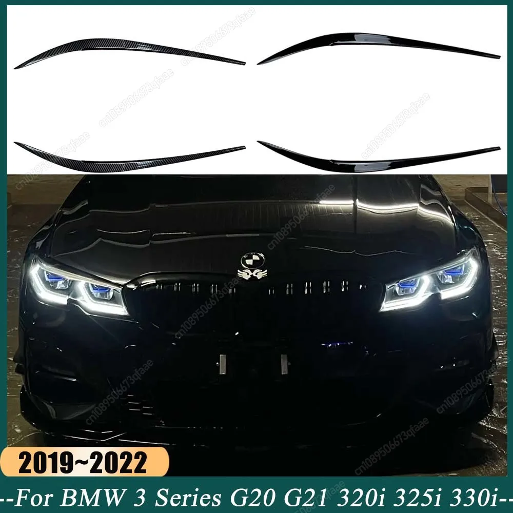 

Автомобильные наклейки на передние фары, брови, веки, накладка на кузов, комплект для BMW 3 серии G20 G21 320i 325i 330i 2019-2022 ABS Sedan/Touring