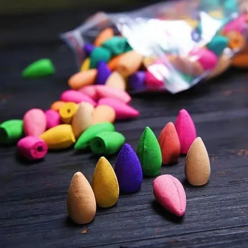 40 Conos de Incienso de Reflujo para Cascada, Aromas Naturales Mixtos, Soporte para Quemador de Incienso en Cascada, Regalo Ideal para Yoga y Aromaterapia