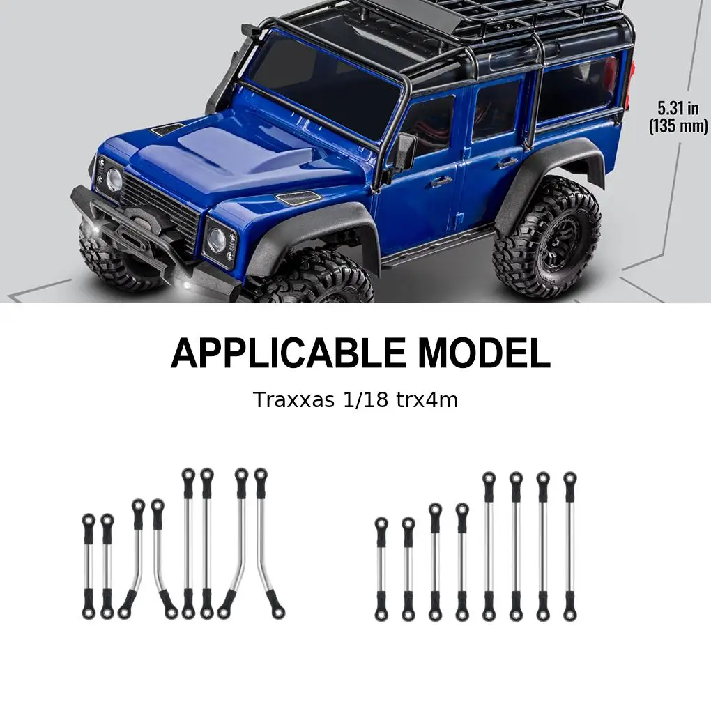 Rcgofollow Aluminium Wielbasis Stuurstang Set Rc Stuurstang Set Stuurstang Set Voor 1/18 Rc Stuurstang Set Zilver