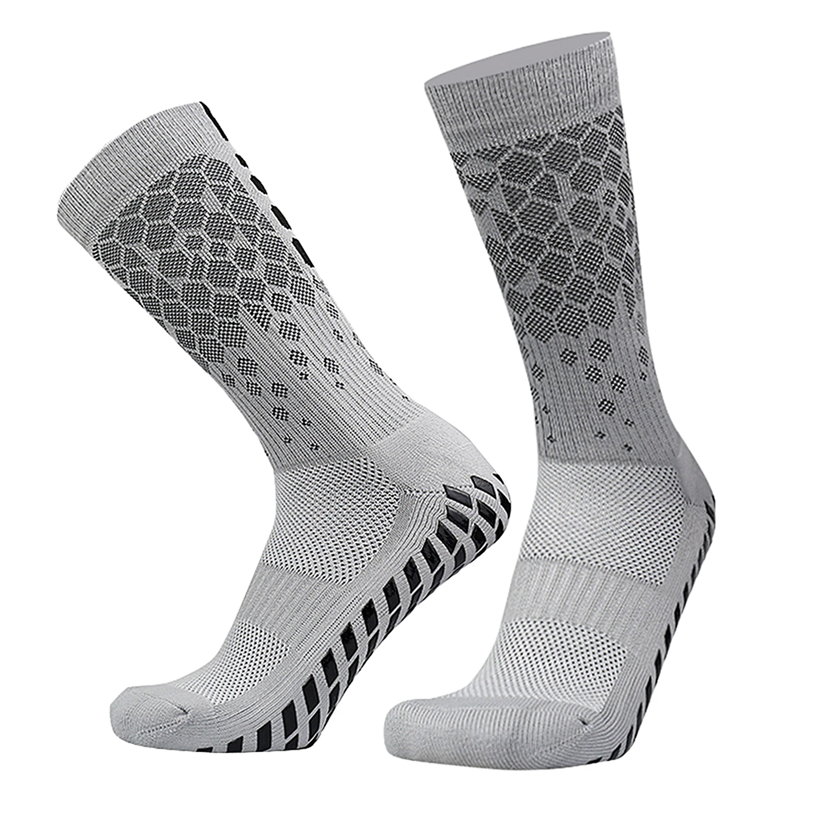 1 Pair Anti-slip Soccer Socks for Men and Women Breathable Athletic Socks with Grippers for Yoga Football Gym