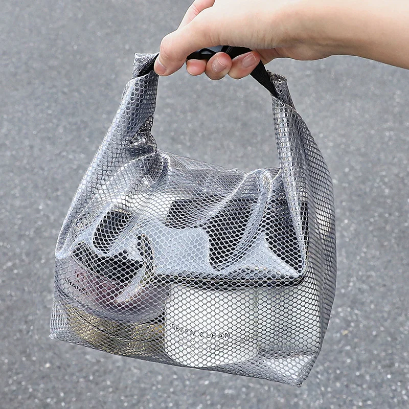 Translucent Snap Fastener Shopping Bag Beach Holiday Large Capacity Cosmetic Storage Bag Portable Business Toiletries Organizer