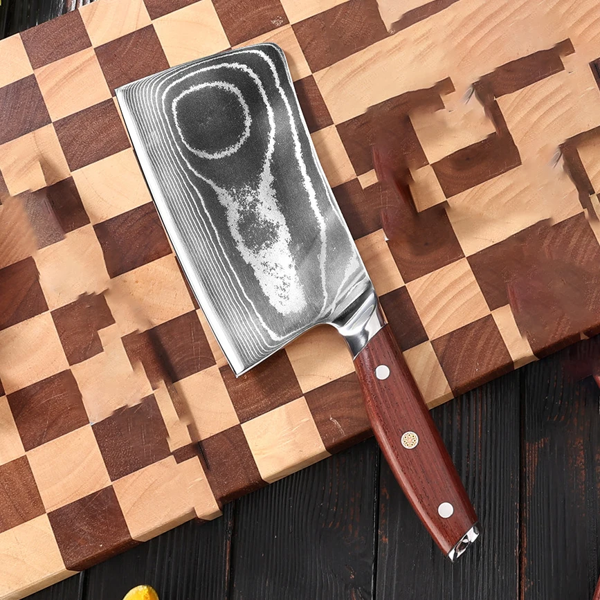 

6.9 Inch Chopper Knife 67-layers Damascus Steel Blade Rosewood Handle Butcher Cleaver Slicing Kitchen Knife Meat Poultry Tools