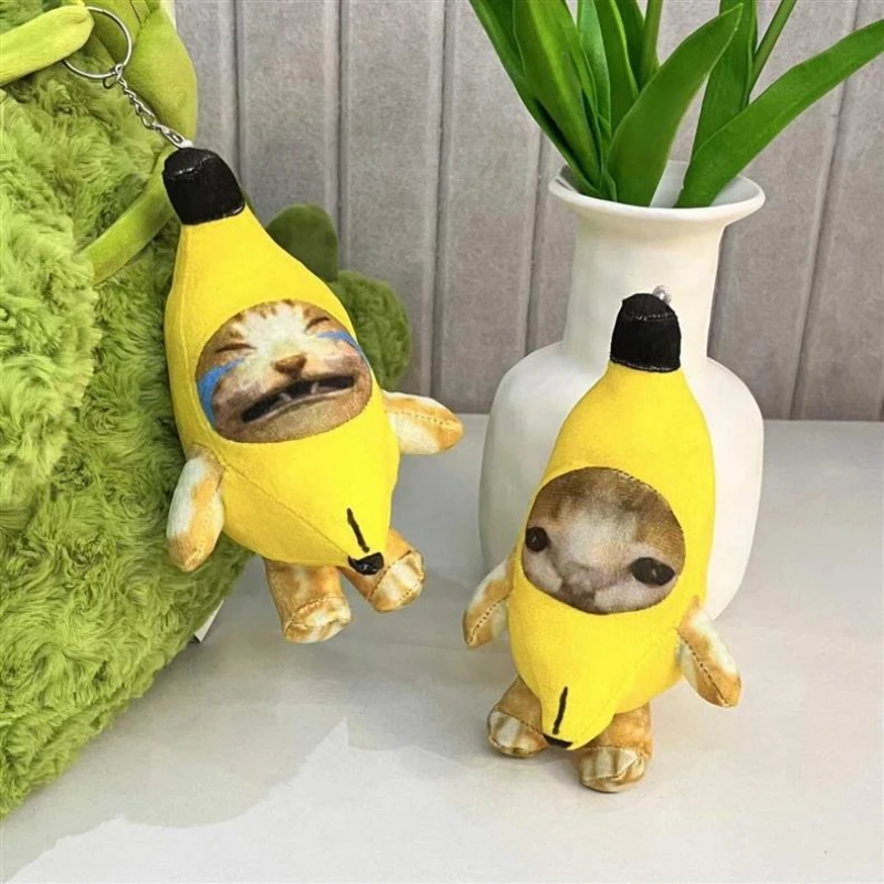 10cm/3.93in Pluszowy brelok do kluczy Banana Cat Kawaii Will Call Out Loud Stuff Doll Keyring Anime Peripherals Cute Toy Gift Ornaments