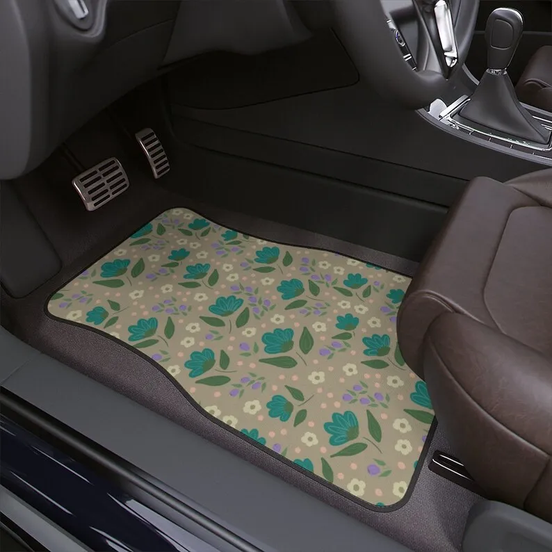 

Boho Floral Car Floor Mats, cute car mats, car accessories for women, cute car accessories, boho car floor mat