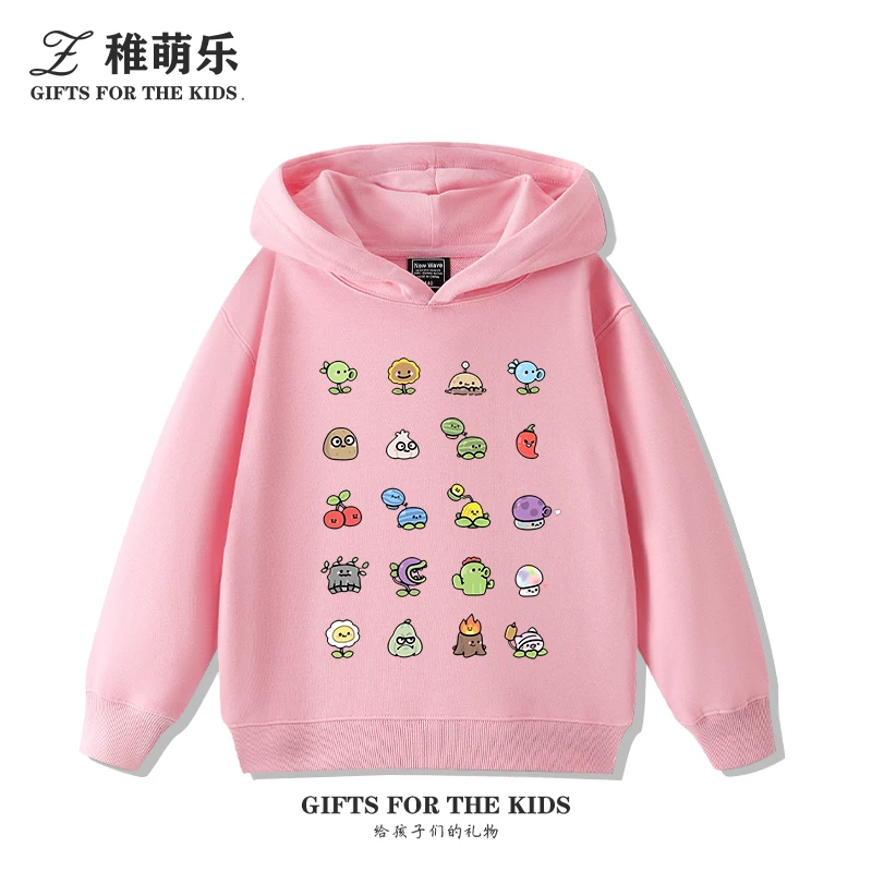 سترة أطفال بغطاء للرأس وأكمام طويلة مطبوعة من Plants vs. Zombies للأولاد والبنات بلوفر كاجوال من الصوف للخريف والشتاء #4