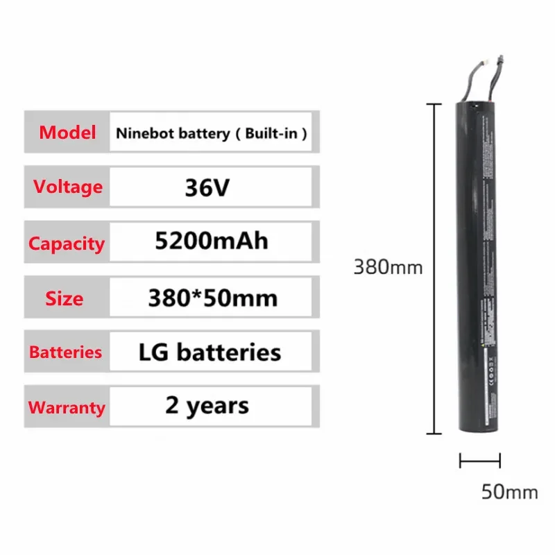 Aleaivy 36V 5200mAh Lithium-Akku für 36V Xiaomi Segway Ninebot ES1 ES2 ES3 ES4 E22 E25 Scooter Externer Akku