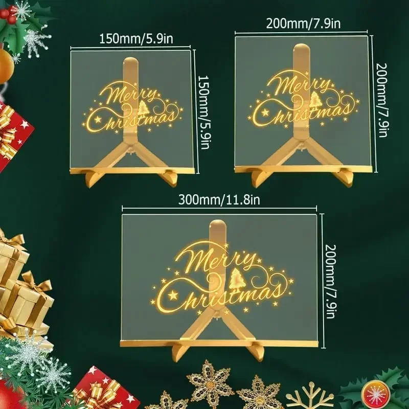 لوحة رسم مضيئة من الأكريليك، مذكرة توهج LED، لوحة رسائل قابلة لإعادة الكتابة للأطفال، ألعاب ذاتية الصنع مع قلم تحديد 7 ألوان وحامل #4