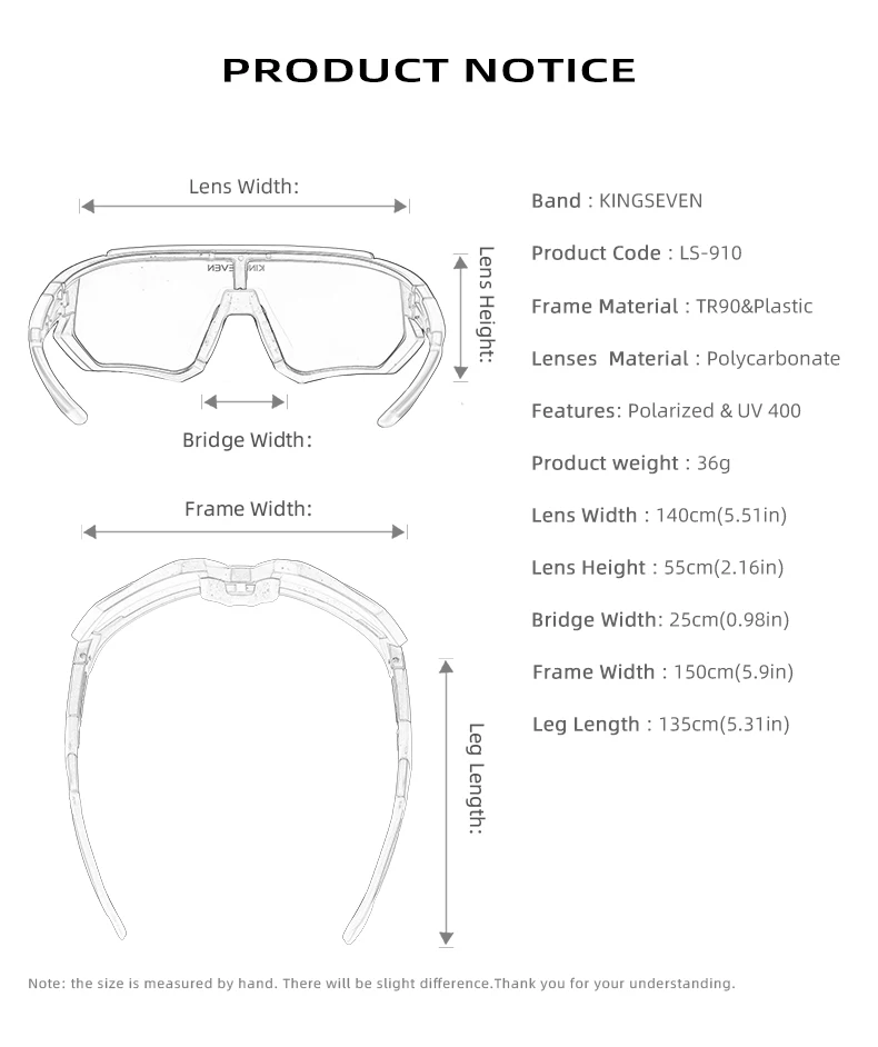 KINGSEVEN Neue Radfahren Sonnenbrille Männer Sport Frauen Mtb Fahrrad Brille UV400 Polarisierte Angeln Schutz Brillen Outdoor – Detail 5