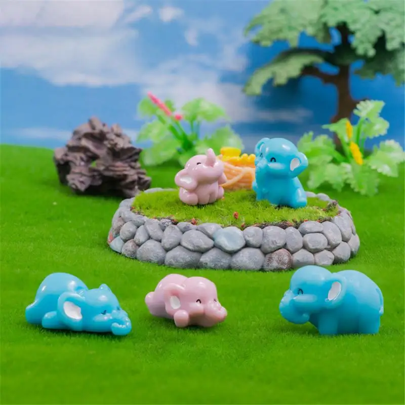 Micro Landscape Ornaments Cartoon Cute Elephant Baby Elephant Resin Crafts Gardening Desktop Car Decoration Small Ornaments