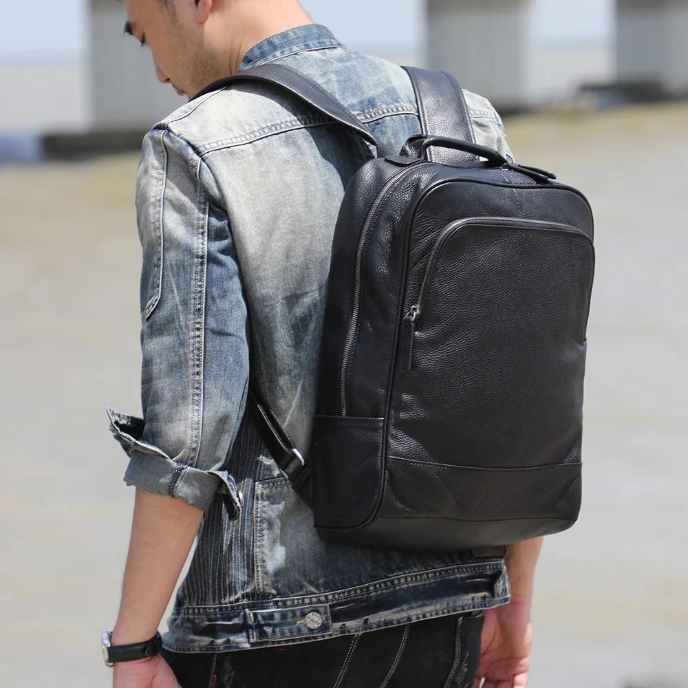 S.WORKER Großer Klassischer Echtleder-Tagesrucksack Geschenk für Männer Lässige Schultaschen Reise-Herrenrucksack – Detail 5