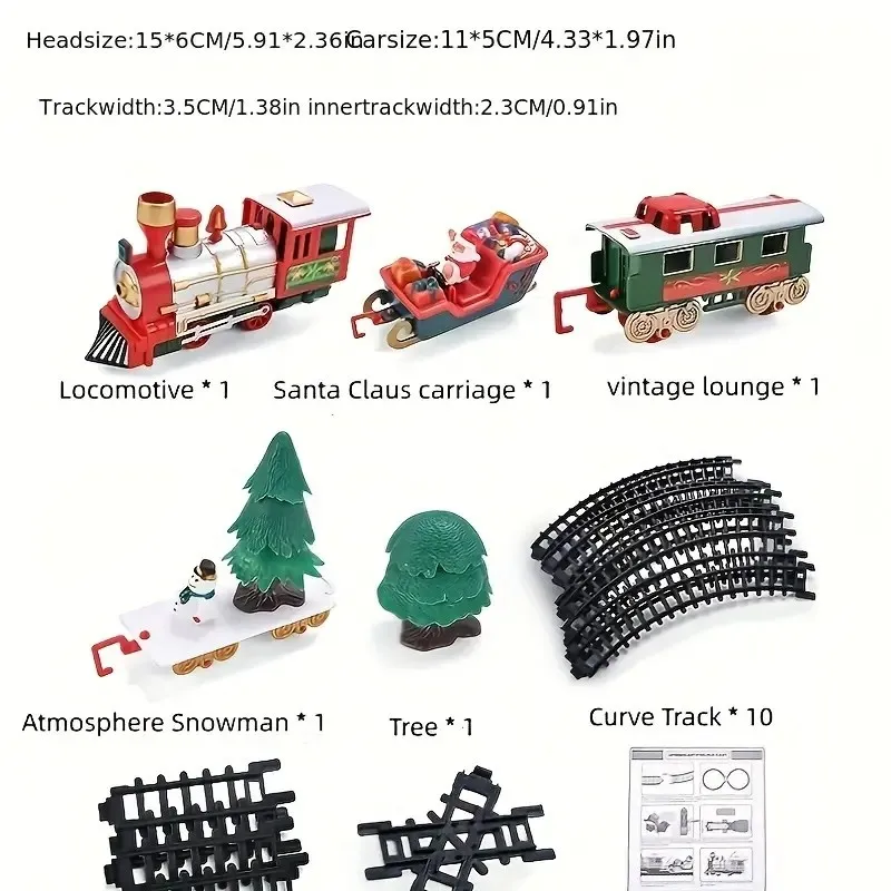 Christmas Train Electric Toys Christmas Tree Decoration Train Track Frame Railway Car With Sound&Light Rail Car Christmas Gifts