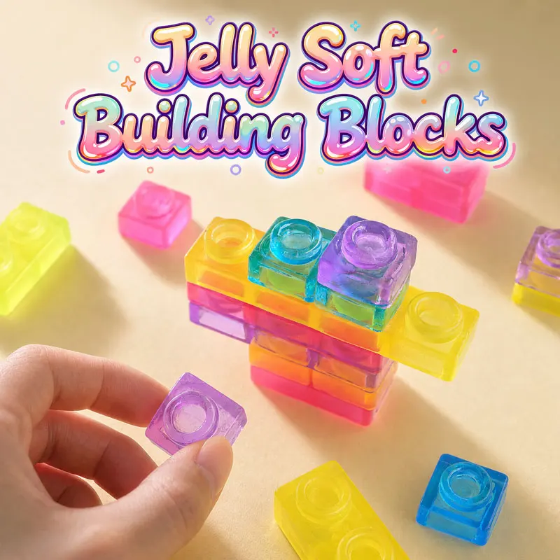 Squishy Jelly Transparent Jelly Soft Building Blocks Set Sensory Toy For Kids Perfect For Party Playroom Decor Birthday Gifts