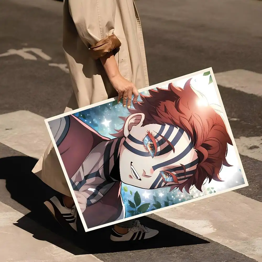 انمي ياباني Akaza D-Demon القاتل الكلاسيكية خمر الملصقات الديكور اللوحة جدار الفن ورق الكرافت الأبيض Kawaii غرفة ديكور #4