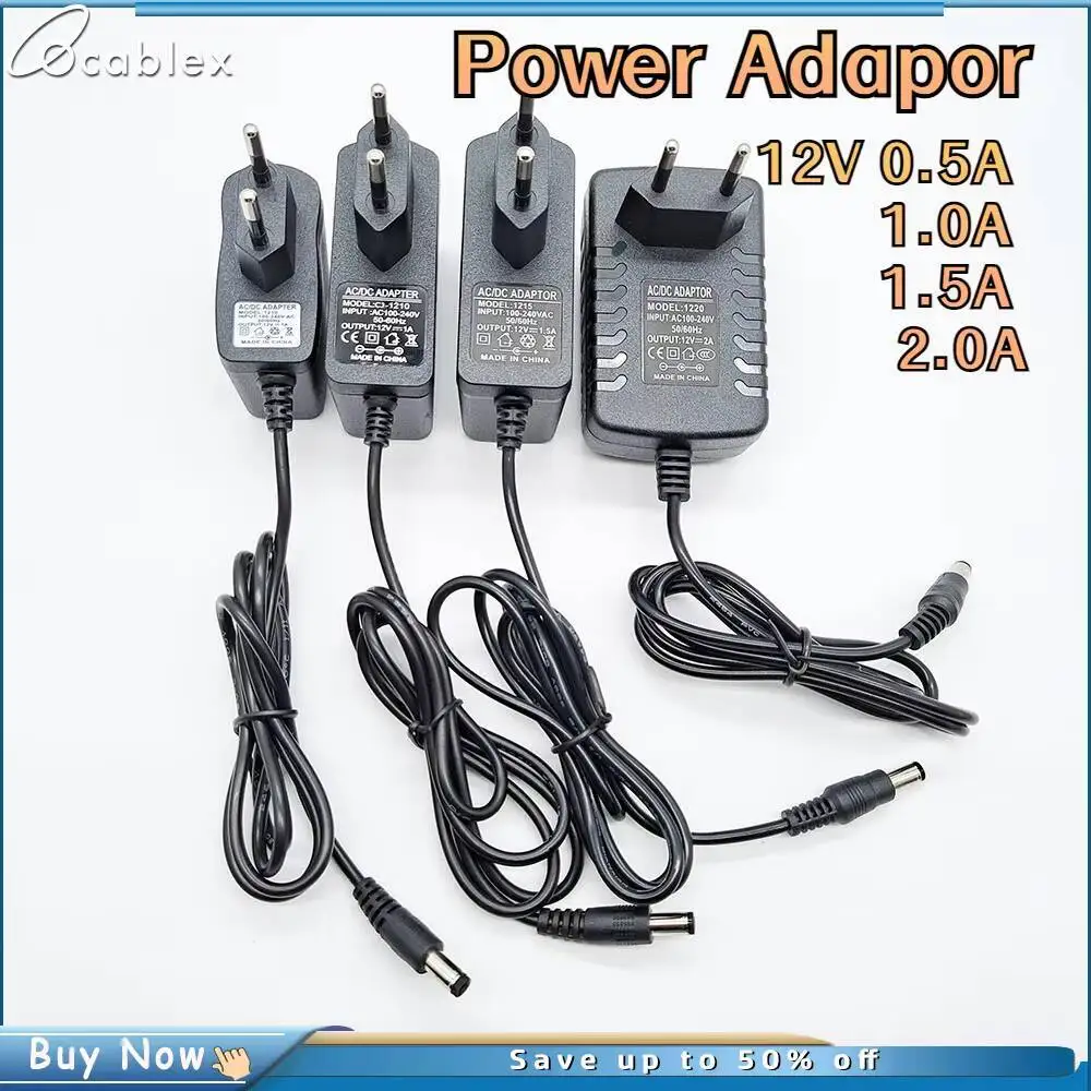 5pcs 20pcs Lot 12V 0.5A 1A 1.5A 2A Power Adapter AC/DC for ONU EPON GPON FE GE Fonte 12V 0.5~2A optional EU UK US AS