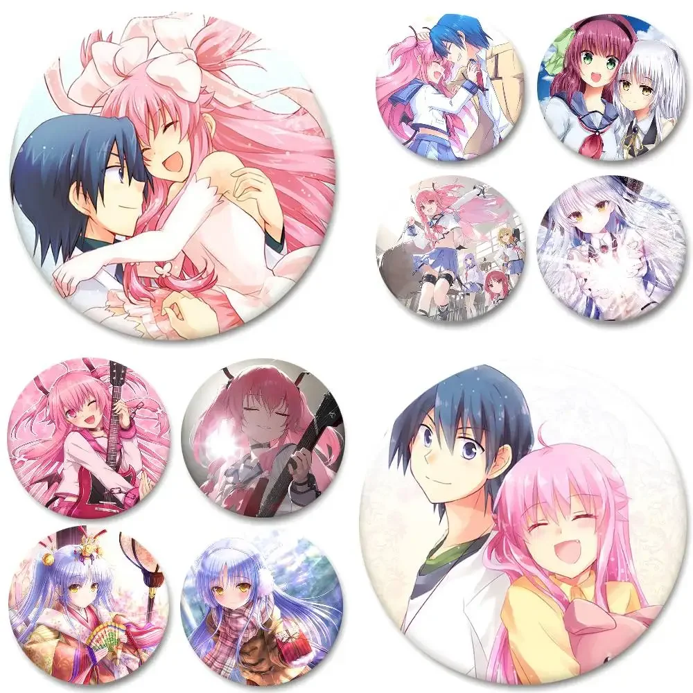 Anime Angel Beats Round Badge Creative Brooch Clothing Backpack Accessories Lapel Pin