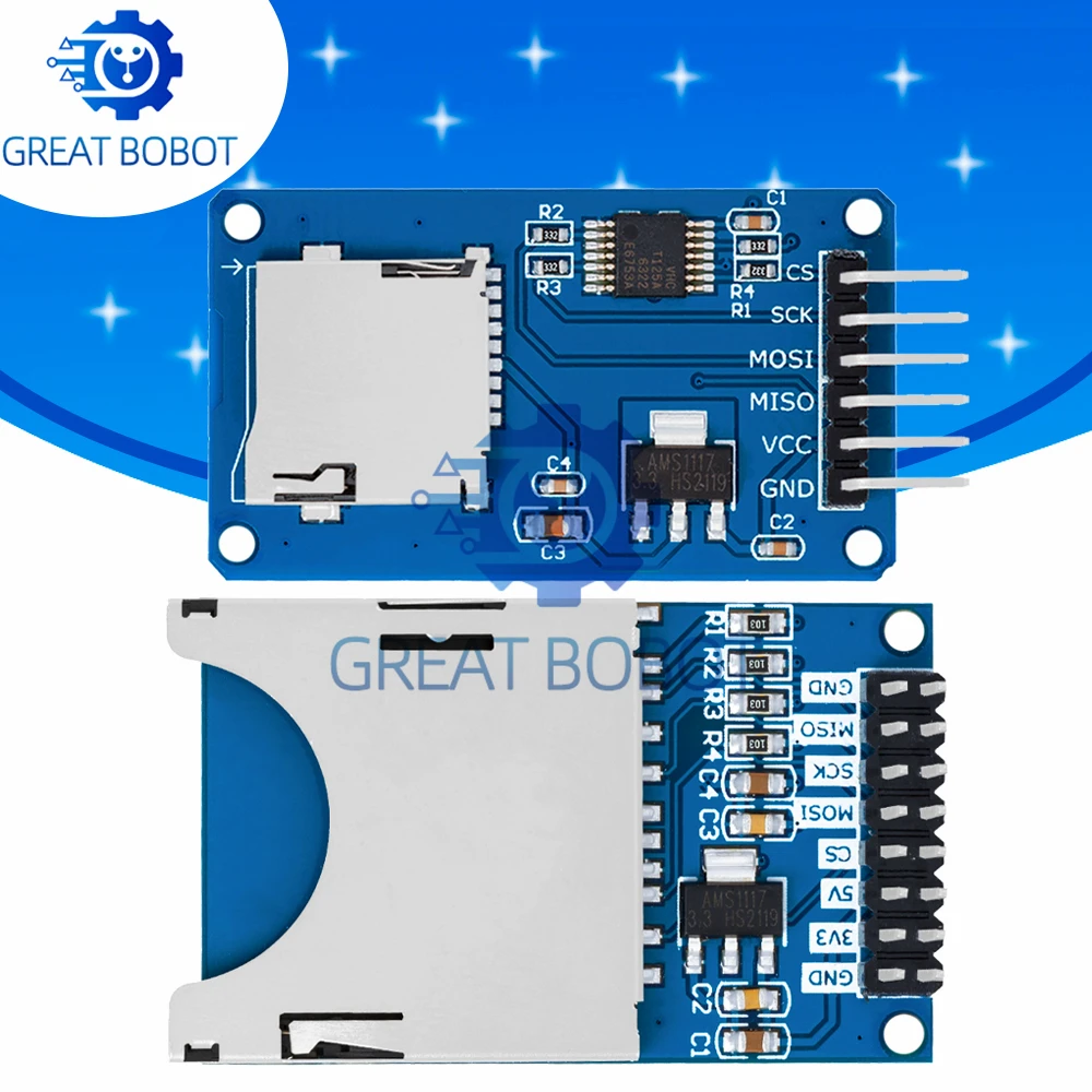 1pcs  Micro SD Storage Expansion Board - Micro SD/TF Card Memory Shield Module with SPI Interface, Perfect for Arduino