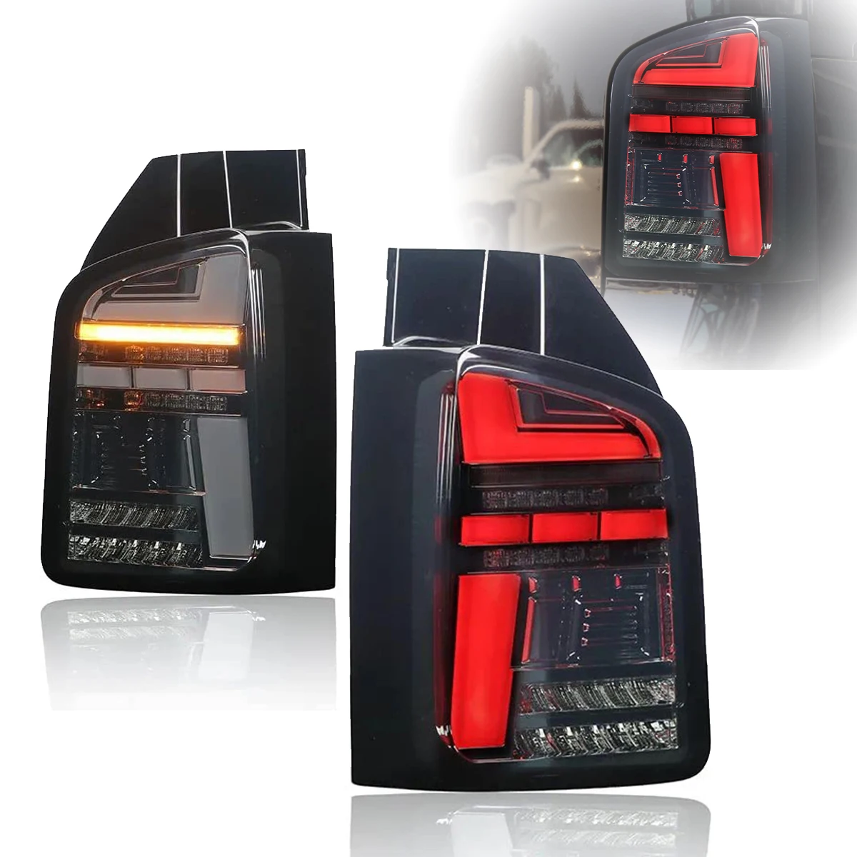 

Atuo Accessories LED Tail Lights Assembly For VW Volkswagen T5 Multivan / Caravelle 2010-2015 V2 Rear Tail Lamps Turn Signal