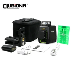 CLUBIONA MD08G German Laser diode 3D Green Laser Level with 2 x 360 separate working lines and 5200mah lithium battery