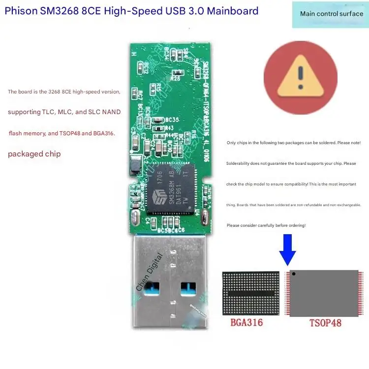 

Плата контроллера Silicon Motion SM3268, плата для флеш-накопителей USB 3.0, тип платы G2, 8CE BGA316