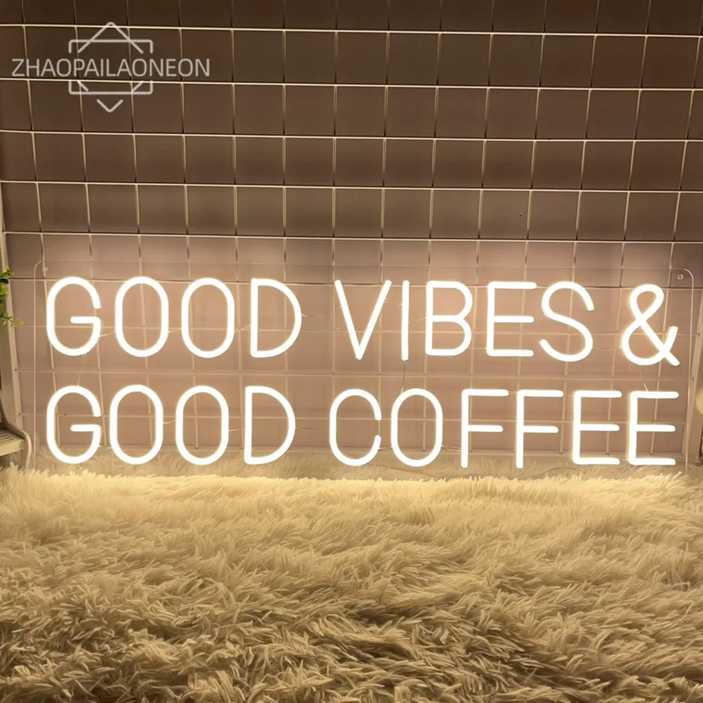 

Good Vibes&Good Coffee Neon Led Sign Coffee Shop Neon Lights Wall Art Decoration Bar Club Led Lights Room Decor Signboard Open