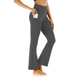 Pantaloni svasati senza cuciture da donna Leggings Leggings a vita alta Elastici con tasca Pantaloni svasati alla moda Palestra Yoga Leggings per il sollevamento del sedere