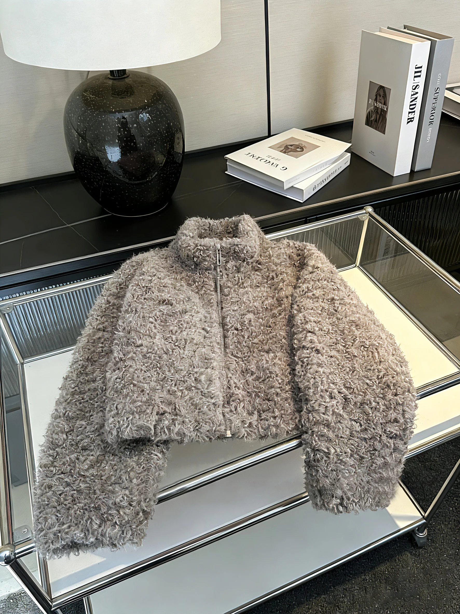 

Женская теплая шуба с воротником-стойкой, свободного кроя, винтажная, с длинными рукавами, на молнии, для повседневной носки