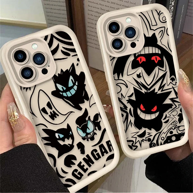 Luxury Pokemon Gengar Silicone Phone Case For iPhone 15 Cases iPhone 14 13 12 11 Pro Max X XS XR 7 8 Plus SE 2020 15 Soft Cover